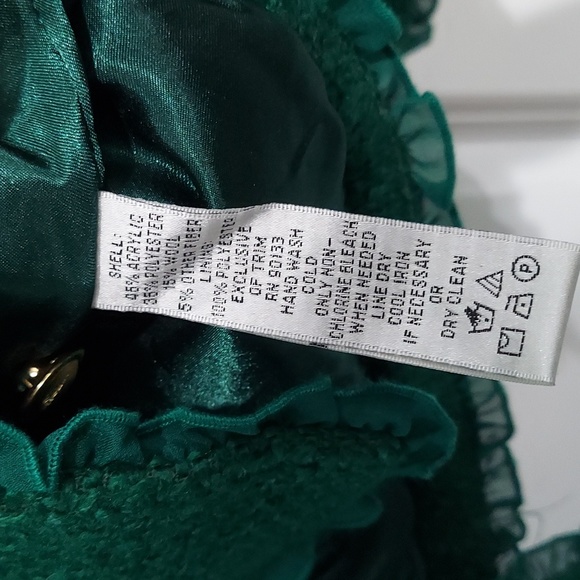 Joan Rivers Parisian Emerald Green Chic Woven Ruffle Jacket Size 12 #860 - Picture 7 of 9